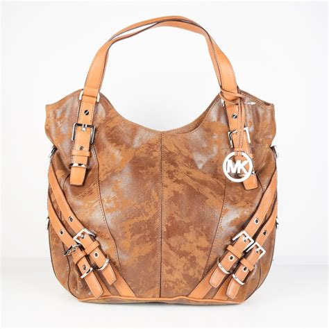 michael kors distressed brown leather purse|Michael Kors brown suede purse.